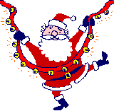 santa clause dancing with reindeer bells animated gif