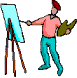 artist painting at easel animated gif