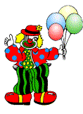 clown shaking balloons animated gif