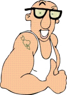 guy with throbbing heart tattoo animated gif