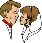 bride and groom kiss animated gif