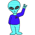 alien man waving three fingers animated gif