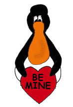 penguin luv be mine valentine heart animated gif