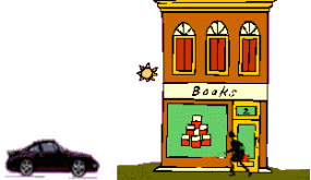 customer leaves a book store and drives off animated gif