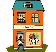 lady walks into flower shop animated gif