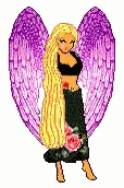 golden haired angel with purple wings animated gif