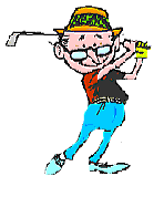 man swings golf club animated gif