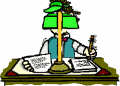 man at desk peeks out from behind bankers lamp animated gif