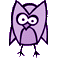 grumpy looking purple owl animated gif