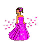 girl pink prom dress with hearts animated gif
