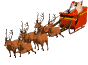 Santa with sleigh and galloping reindeer animated gif