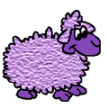 fluffy purple sheep blinks animated gif