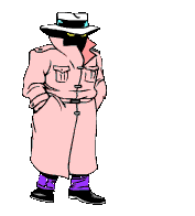 spy trenchcoat pulls out a gun animated gif