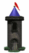 medieval tower with pennant flying animated gif