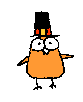 owl wearing pilgrim hat animated gif