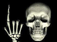 skull and hand beckon to come in animated gif